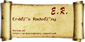 Erdős Radvány névjegykártya