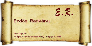 Erdős Radvány névjegykártya